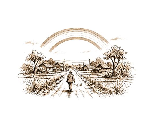 Puisi: Aku, Desa, dan Pelangi